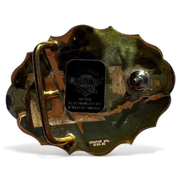 Crumrine Silver Plate on Jewelers Bronze Belt Buckle - Vintage - Picture 2 of 4